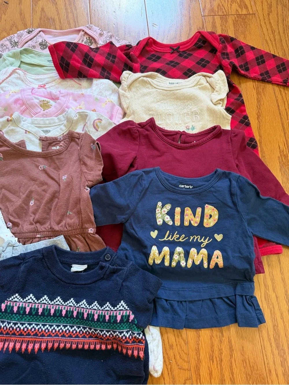 Lot of 17 little girls clothes Carter's Navy Long-Sleeve shirt one piece 6-9 m